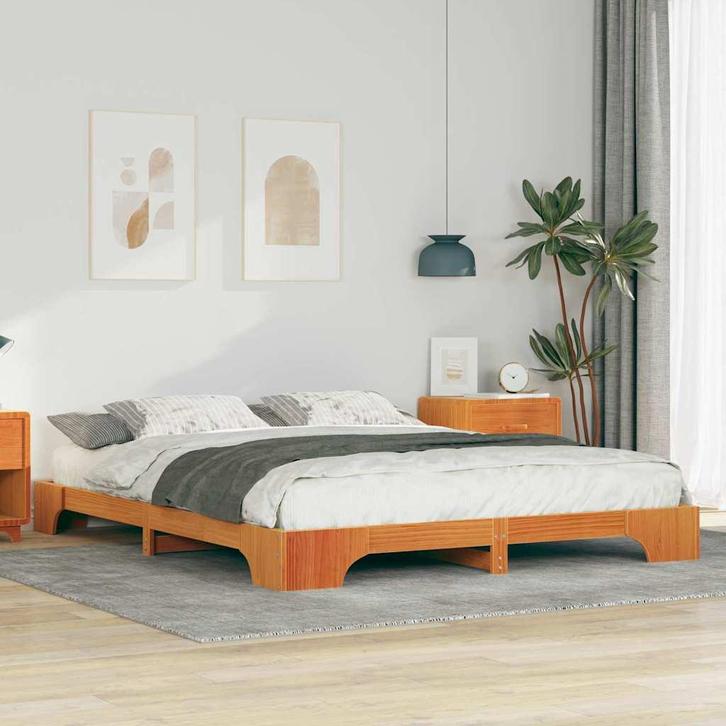 vidaXL Bedframe Bruin 160 x 220 cm Massief grenenhout, Huis en Inrichting, Slaapkamer | Bedden, Nieuw, Verzenden