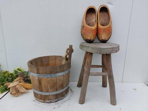 Kruk (3) - Hout - Emmer, kruk,klompen, Antiek en Kunst, Curiosa en Brocante