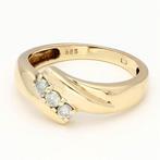 Ring - 14 karaat Geel goud - 0.15ct. tw. Diamant, Handtassen en Accessoires, Ringen, Nieuw