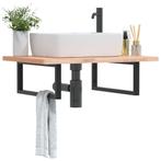 vidaXL Wandbeugels voor wasbak 2 st rechthoekig staal zwart, Verzenden, Nieuw