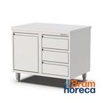 RVS werktafel met kanteldeur en 3 laden rechts | 80x70x90 cm, Verzenden, Nieuw