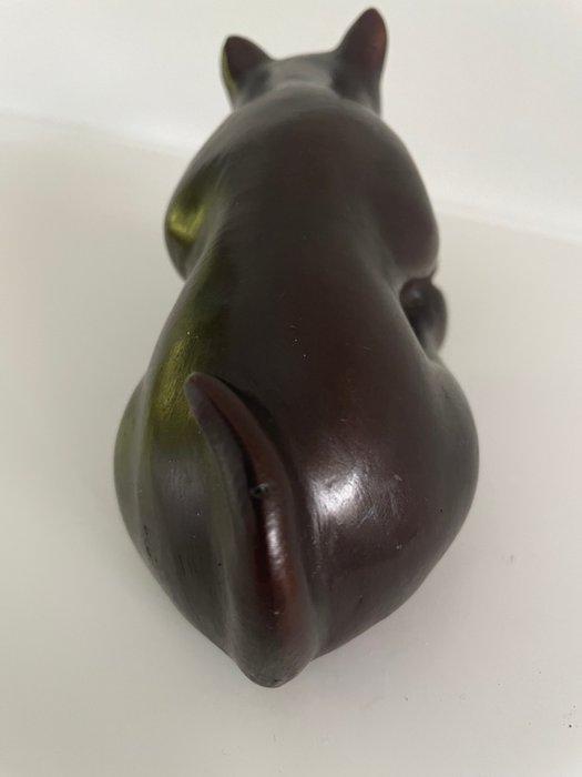 sculptuur, cat looking - 16 cm - Gepatineerd brons, Antiquités & Art, Curiosités & Brocante