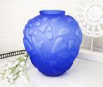 Vase de style art déco en verre bleu dépoli - Vaas  - Glas, Antiquités & Art
