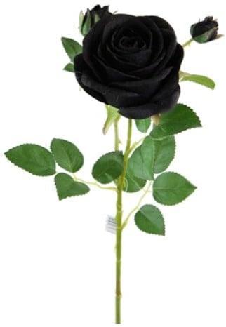 Grote Roos Zijden Velvet Zwart met knoppen, Huis en Inrichting, Woonaccessoires | Kunstplanten en Kunstbloemen, Nieuw