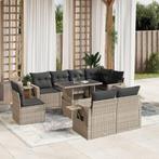 vidaXL Salon de jardin 9 pcs avec coussins gris clair, Verzenden, Neuf, Salons de jardin