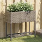 vidaXL Plantenbakken met schap 2 st 70x28x70 poly rattan, Tuin en Terras, Verzenden, Nieuw