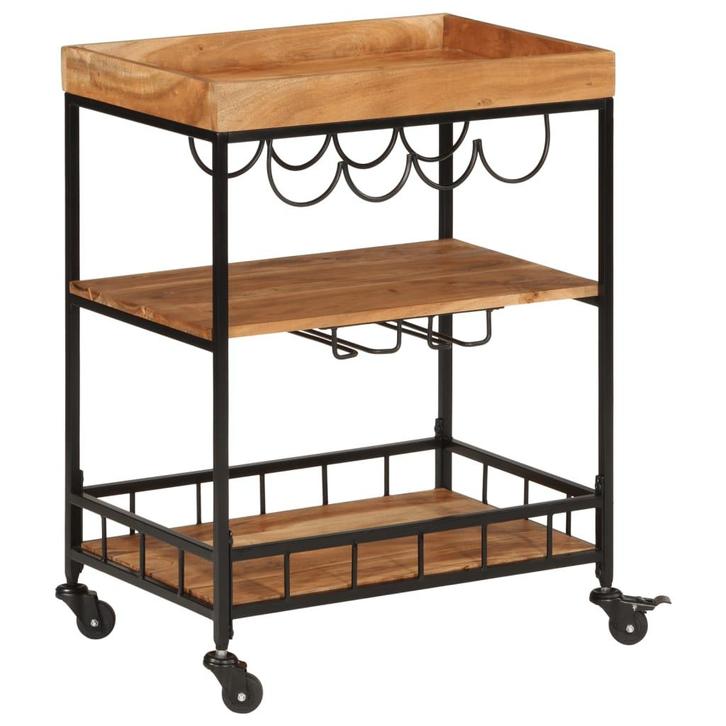 vidaXL Keukentrolley 60x40x80 cm massief acaciahout en ijzer, Huis en Inrichting, Keuken | Keukenbenodigdheden, Nieuw, Verzenden