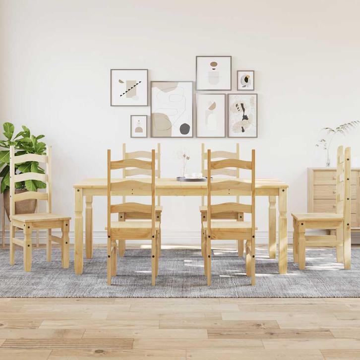 vidaXL 7-delige Eethoek Panama massief grenenhout, Huis en Inrichting, Complete eetkamers, Nieuw, Verzenden