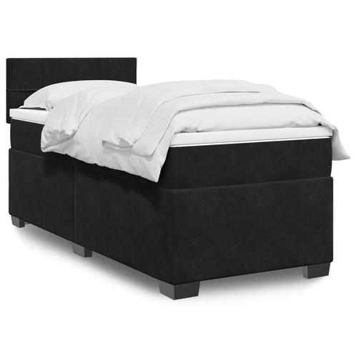 vidaXL Boxspring met matras fluweel zwart 1-persoons (alleen, Maison & Meubles, Chambre à coucher | Lits, Envoi