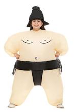 KIMU® Opblaas Kostuum Kinderen Sumo Worstelaar Zwart 122 128, Ophalen of Verzenden, Nieuw