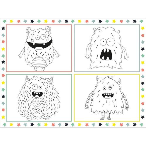 Monster Placemats Kleurplaat Bash 6st, Hobby & Loisirs créatifs, Articles de fête, Envoi