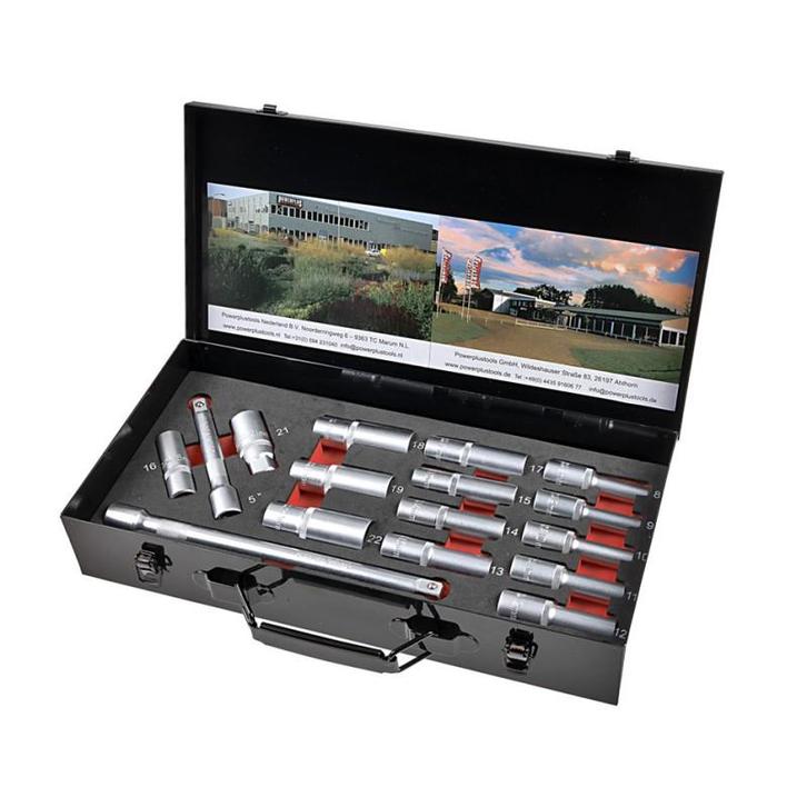 Set lange doppen - doppenset 1/2 inch in metalen opbergbox, Doe-het-zelf en Bouw, Gereedschapskisten, Ophalen of Verzenden