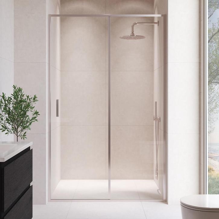 Douchewand Calgary 120 x 190 cm Chroom – Transparant 8 mm, Doe-het-zelf en Bouw, Sanitair, Nieuw, Verzenden