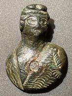 Oud-Romeins Brons Intacte buste van Hercules met de huid van, Antiquités & Art