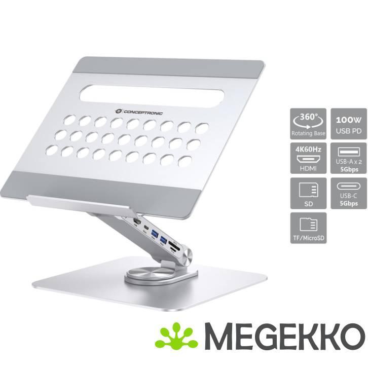 Conceptronic DONN27G laptopstandaard Zilver, Computers en Software, Overige Computers en Software, Nieuw, Verzenden