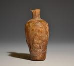 Oud-Romeins Vormgeblazen glazen fles met afbeelding van de