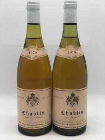 2 x 75cl Chablis Le domaine Paul Javey 1979 (wit), Verzamelen, Wijnen, Ophalen of Verzenden, Nieuw, Frankrijk, Witte wijn
