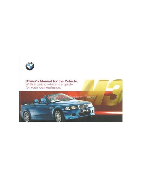 2002 BMW M3 CABRIOLET INSTRUCTIEBOEKJE ENGELS, Autos : Divers, Modes d'emploi & Notices d'utilisation