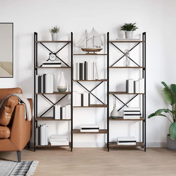 vidaXL Boekenplank Gerookt eiken 156 x 25 x 167.5 cm Bewerkt, Huis en Inrichting, Kasten | Boekenkasten, Nieuw, Verzenden