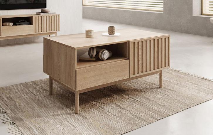 Meubella Salontafel Storm eiken 100 cm, Huis en Inrichting, Tafels | Salontafels, Nieuw, 50 tot 100 cm, 50 tot 75 cm, Verzenden