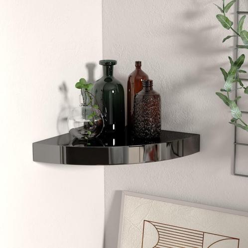 vidaXL Hoekschap zwevend 25x25x3,8 cm MDF hoogglans zwart, Huis en Inrichting, Kasten | Wandmeubels, Nieuw, Verzenden