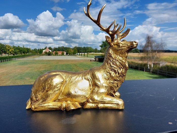 Beeld, hert liggende - 36 cm - polyresin, Antiek en Kunst, Curiosa en Brocante