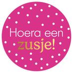30x Sticker Hoera Een Zusje! - Roze - Sluitsticker -, Verzenden, Nieuw