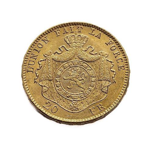 België. 20 Francs 1878 Leopold II, Postzegels en Munten, Edelmetalen en Baren