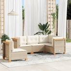 vidaXL 5-delige Loungeset met kussens poly rattan beige, Verzenden, Nieuw, Loungeset