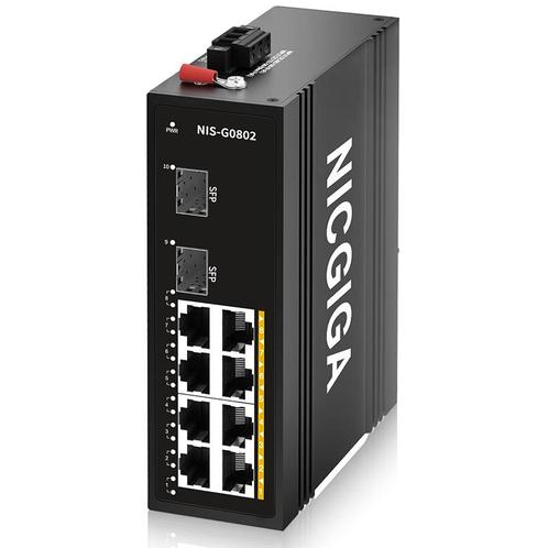 Nicgiga - 10 poort 8xRJ45 2xSFP - ethernet switch / netwerk, Doe-het-zelf en Bouw, Elektriciteit en Kabels, Verzenden