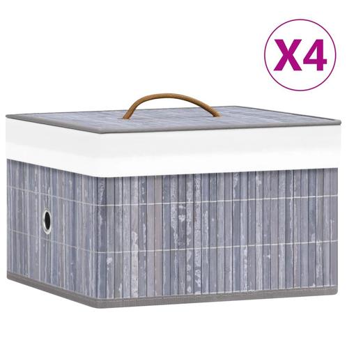 vidaXL Opbergboxen 4 st bamboe grijs, Bricolage & Construction, Casiers & Boîtes, Envoi