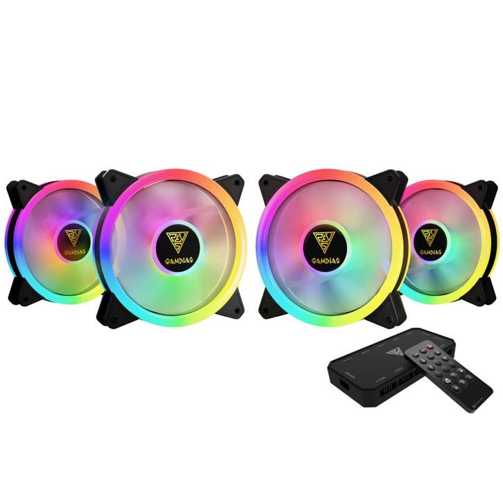 Gamdias 4x 120mm PC Ventilator Fans met aRGB LED verlicht..., Computers en Software, Computerkoelers, Nieuw, Ophalen of Verzenden