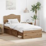 vidaXL Bedframe Ambachtelijk Eiken 75 x 190 cm Massief, Huis en Inrichting, Slaapkamer | Bedden, Verzenden, Nieuw