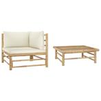 vidaXL Salon de jardin 2 pcs avec coussins blanc crème Bambo