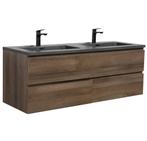 Badkamermeubel Set Angela 140 cm Bruin Eiken Badmeubel, Huis en Inrichting, Badkamer | Badkamermeubels, Verzenden, Nieuw
