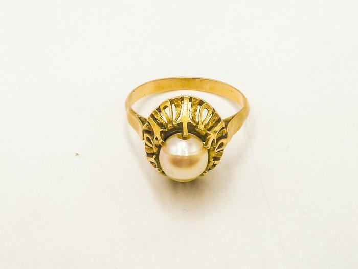 Ring - 18 karaat Geel goud Parel, Handtassen en Accessoires, Ringen