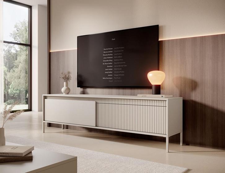 Meubella TV-Meubel Saran beige 187 cm, Huis en Inrichting, Kasten |Televisiemeubels, 25 tot 50 cm, Nieuw, 150 tot 200 cm, Overige materialen