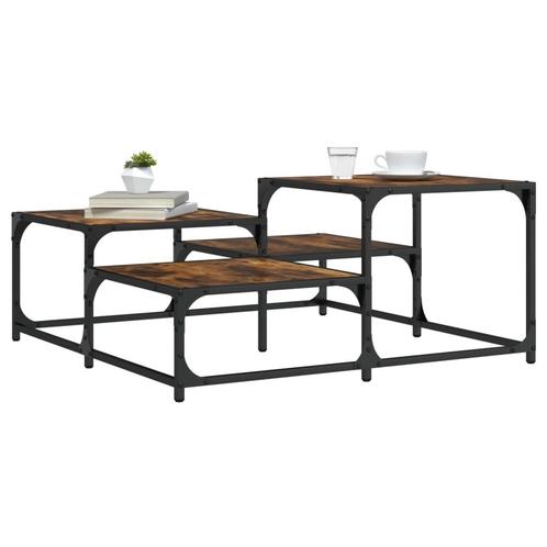 vidaXL Salontafel 87,5x87,5x40 cm bewerkt hout gerookt, Huis en Inrichting, Tafels | Salontafels, Nieuw, Verzenden