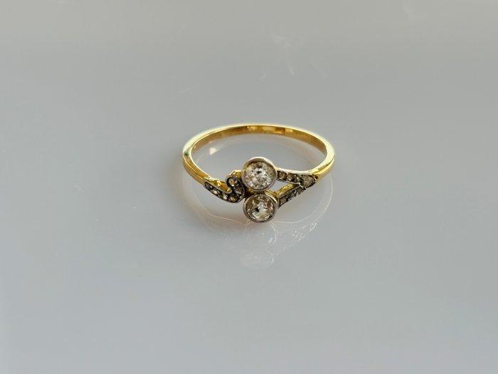 Ring - 14 karaat Geel goud, Witgoud - 0.50ct. tw. - Art Deco, Handtassen en Accessoires, Ringen