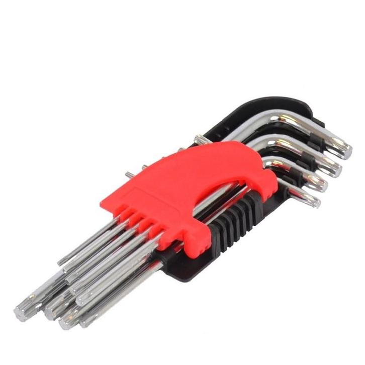 Set extra lange haakse torx sleutels, 9 stuks in kunststof, Bricolage & Construction, Boîtes à outils, Enlèvement ou Envoi