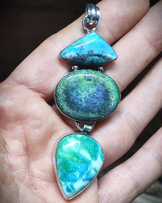 Zeer mooie dendrietopaal, handgemaakt, 925-zilveren hanger., Verzamelen, Mineralen en Fossielen