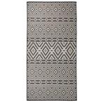 vidaXL Buitenkleed met patroon platgeweven 100x200 cm zwart, Huis en Inrichting, Verzenden, Nieuw