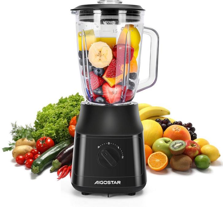 Blender - Smoothie Maker - Glazen kan - 1,5L - 800W - Zwart, Huis en Inrichting, Woonaccessoires | Overige, Nieuw, Verzenden