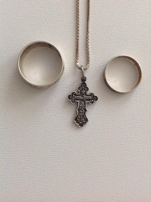 Kruis (3) - Zilver - 1990-2000 - Russisch zilver 925, Antiquités & Art, Antiquités | Livres & Manuscrits