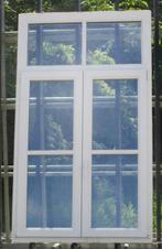 pvc raam , chassis 110 x 190  creme 3 dubbel glas, Nieuw, Kunststof, Raamkozijn, 150 tot 225 cm