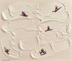 Juli Lampe (1980) - Snowy ski Lovers., Antiquités & Art, Art | Peinture | Moderne