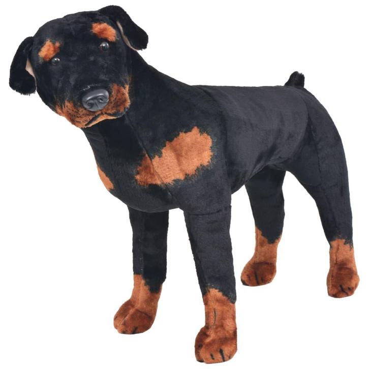 vidaXL Speelgoedhond rottweiler staand XXL pluche zwart en, Kinderen en Baby's, Speelgoed | Knuffels en Pluche, Nieuw, Verzenden
