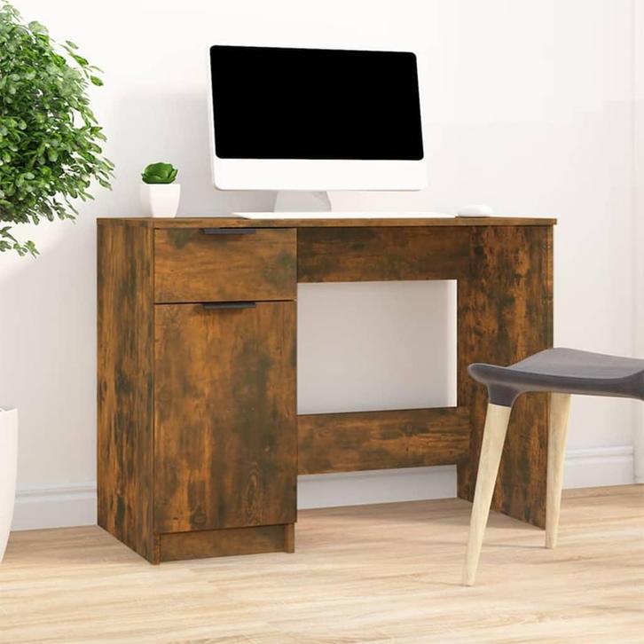 vidaXL Bureau 100x50x75 cm bewerkt hout gerookt eikenkleurig, Huis en Inrichting, Bureaus, Nieuw, Verzenden