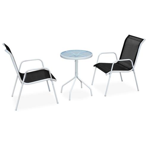 vidaXL 3-delige Bistroset staal zwart, Tuin en Terras, Tuinsets en Loungesets, Nieuw, Verzenden