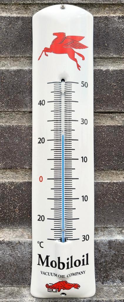 Emaille thermometer Mobiloil, Verzamelen, Merken en Reclamevoorwerpen, Verzenden